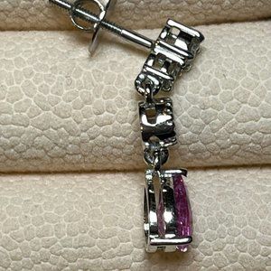 New pink sapphire & diamond 18k white gold earrings